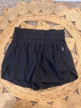Free People Black Smocked Waist Athletic Shorts